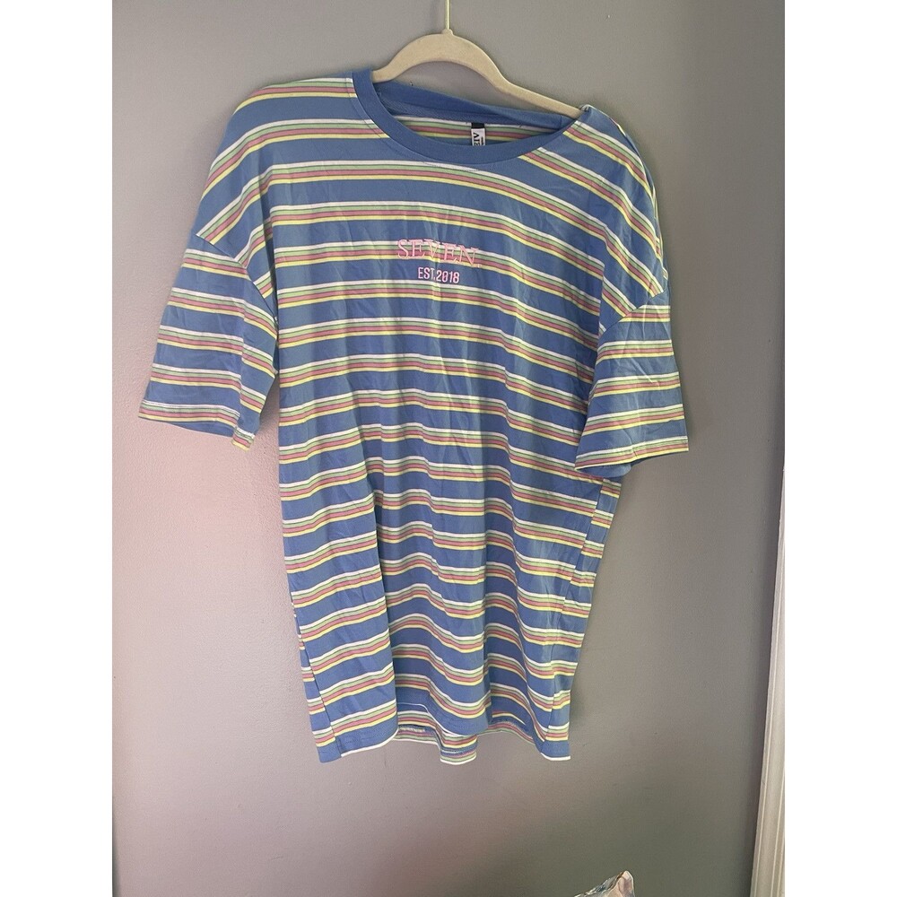 Weiv Stripes Pastel Men’s Tshirt Seven EST 2018 Embroidered M NWT